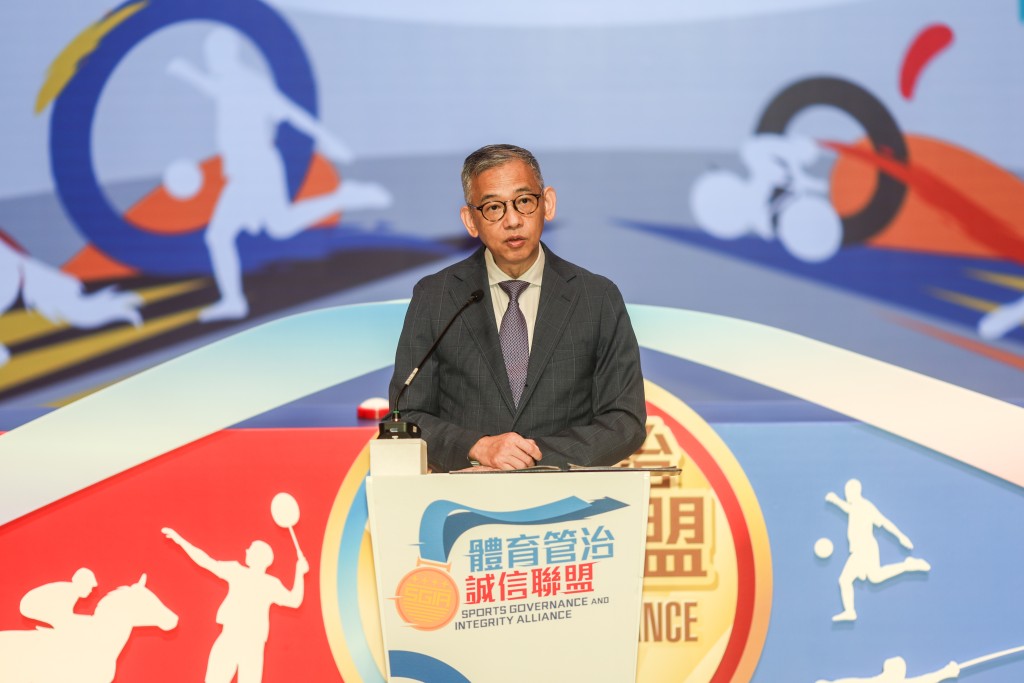 廉政專員胡英明指,「無誠信就無公平,無公平就無基本的體育精神」。何家豪攝 廉政專員胡英明指,「無誠信就無公平,無公平就無基本的體育精神」。何家豪攝