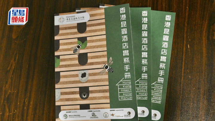 協會把計劃項目結果結集成全港首本昆蟲酒店為主題的工具書《香港昆蟲酒店實務手冊》。盧江球攝。