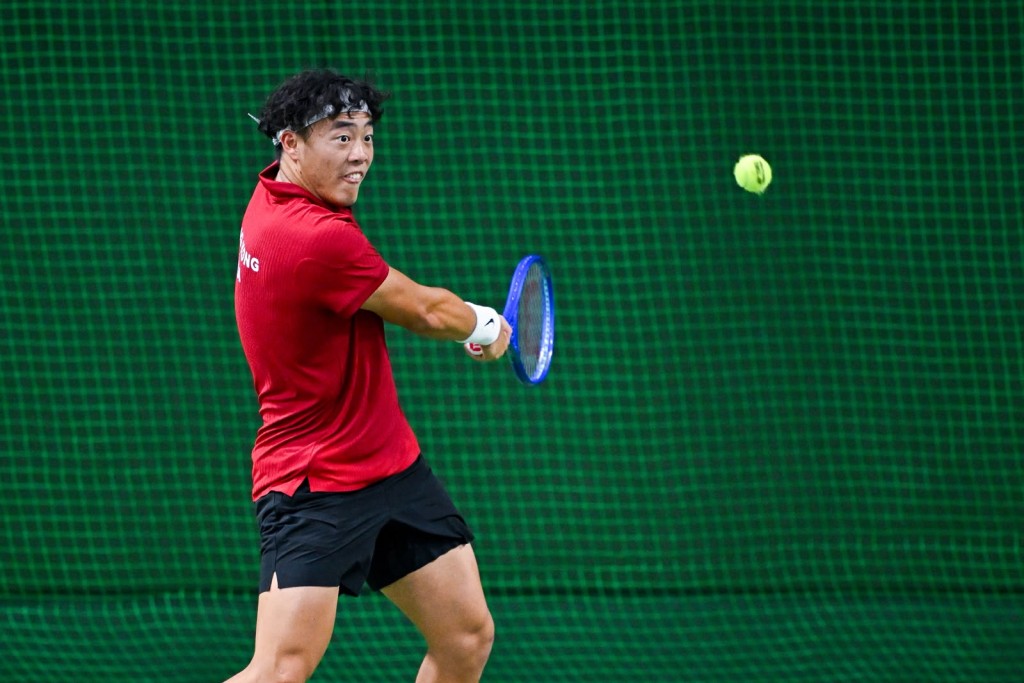 黃澤林亞運首戰輕鬆取勝。劉駿軒攝 黃澤林亞運首戰輕鬆取勝。劉駿軒攝