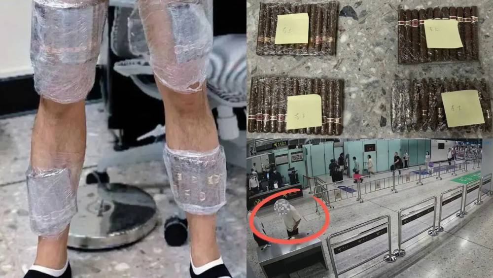 北上男腿綁49支雪茄，走路姿勢異常西九龍站斷正。