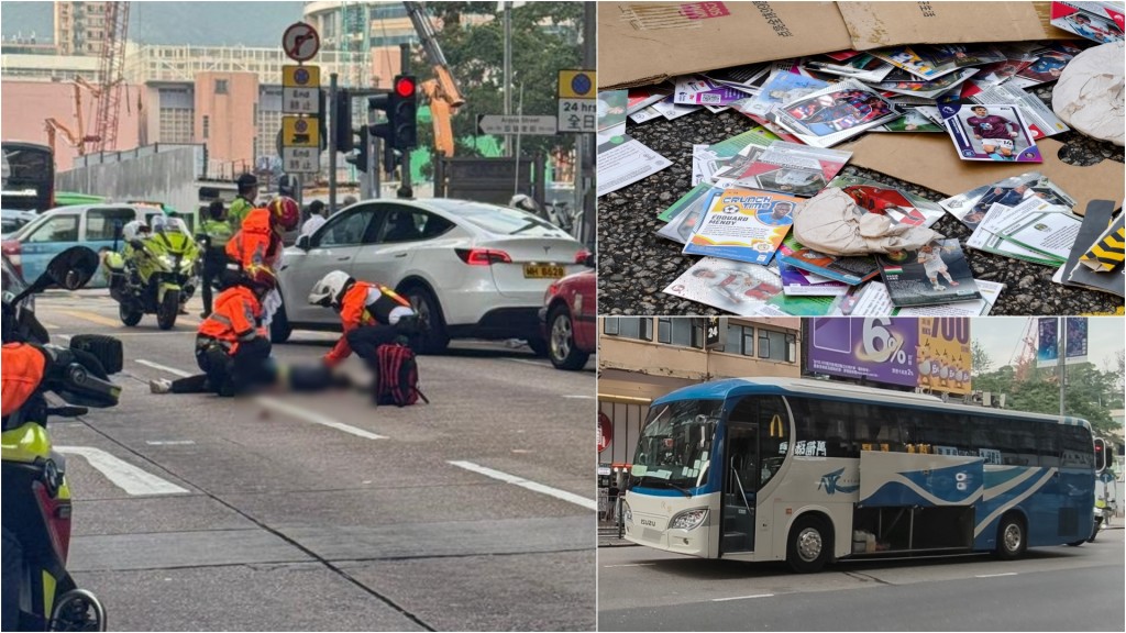 旺角洗衣街老婦捱旅遊巴撞 當場死亡 紙皮雜物散落一地