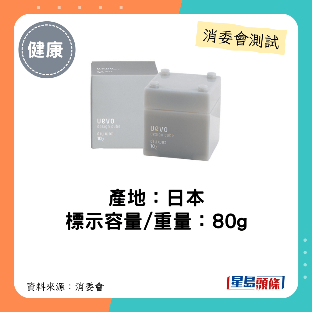 消委会发泥发蜡｜产地：日本 标示容量/重量：80g