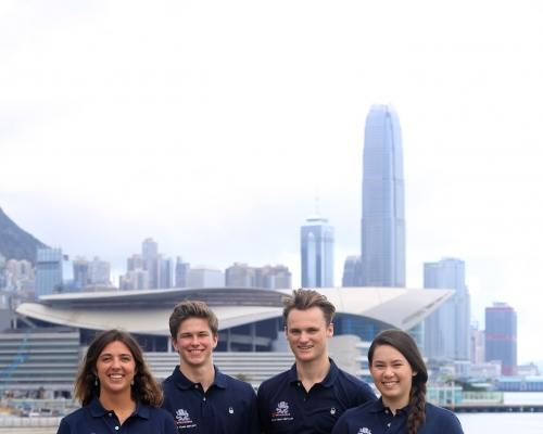 Maria Cantero(由左至右)、Nicolai Jacobsen、Calum Gregor及Jackie Truhol,將代表香港出戰明年青年美洲盃帆船賽。相片由香港遊艇會提供