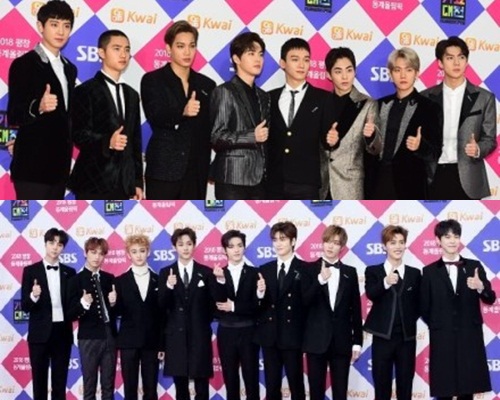 EXO和NCT127都穿黑衣及戴追思絲帶。