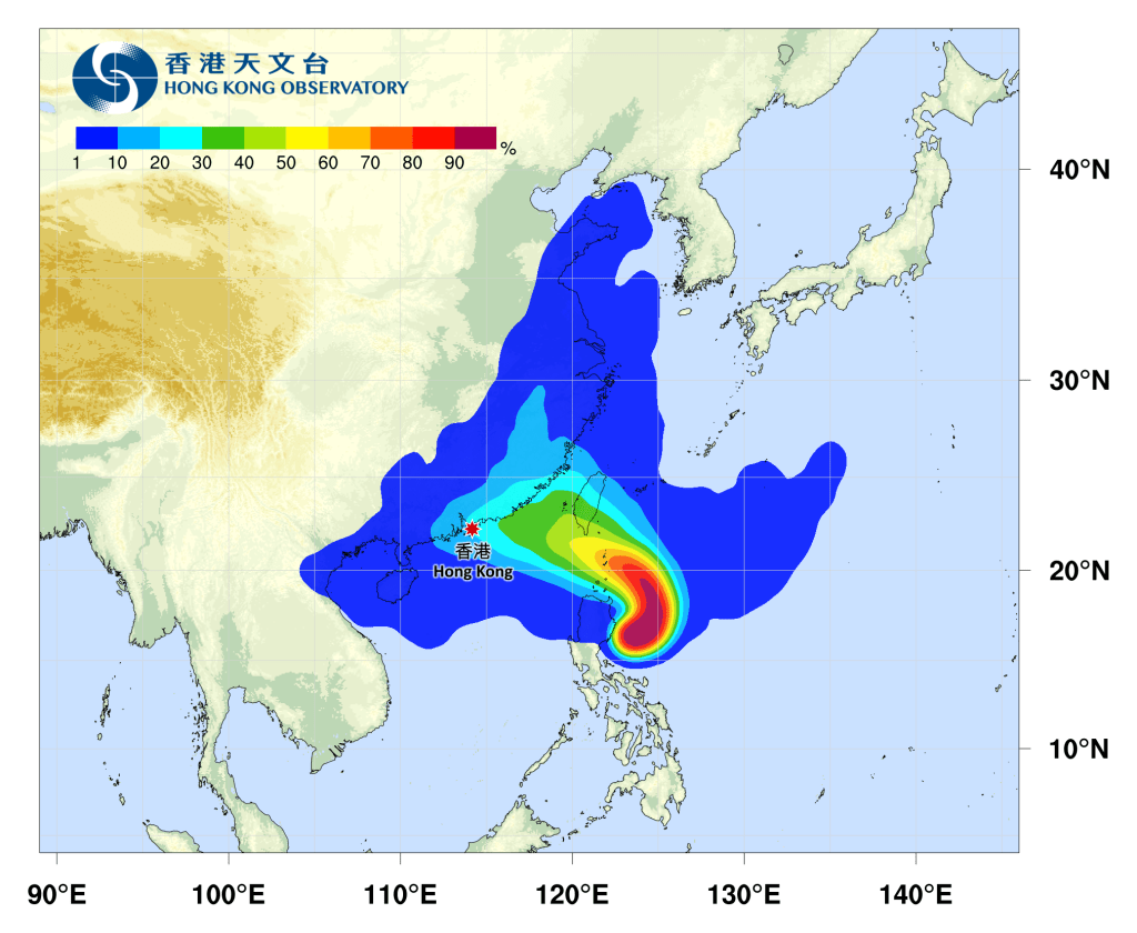強颱風蘇拉已增強為超強颱風。天文台圖片