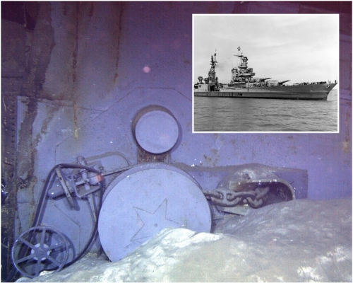 「印第安納波利斯號」（小圖）沉在太平洋海底72年後，終於發現殘骸。AP
