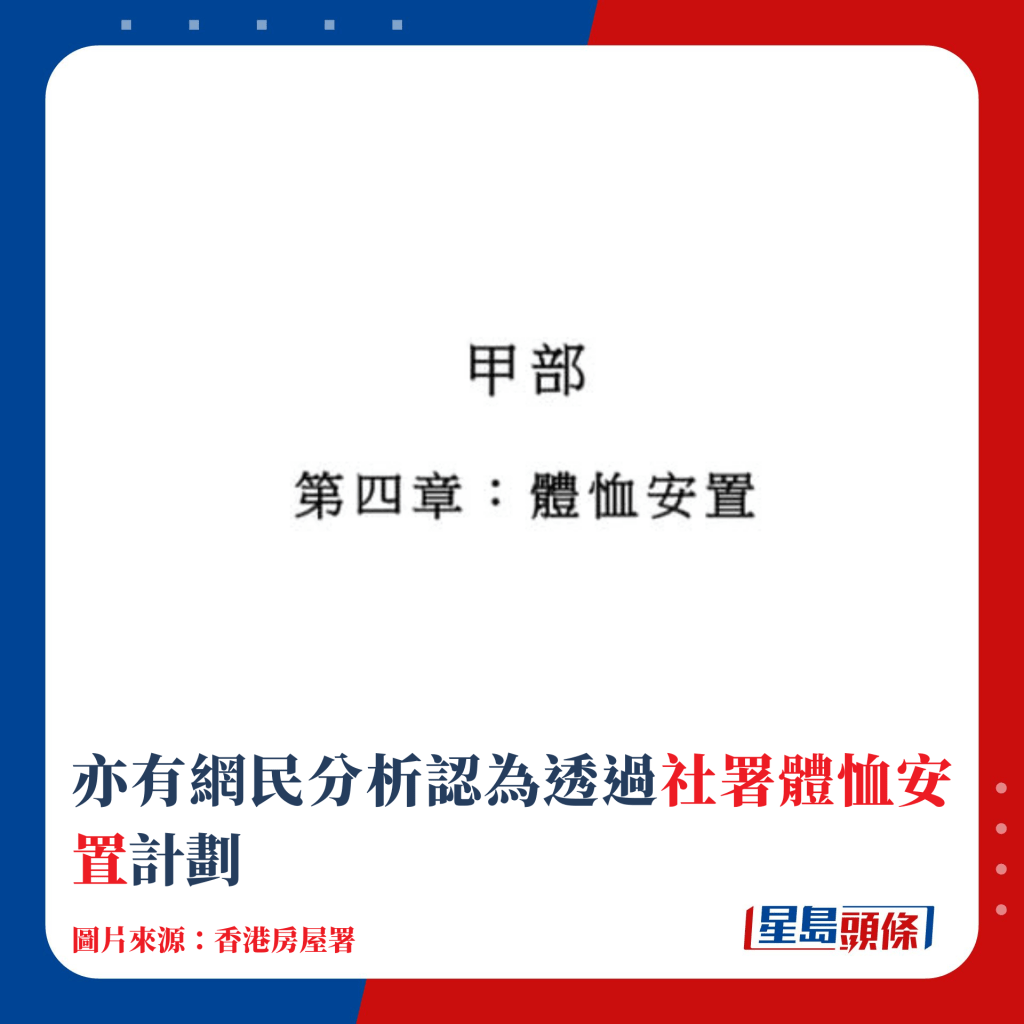 亦有网民分析认为透过社署体恤安置计划