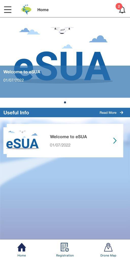 民航處一站式電子平台「SUA一站通」的版面。 ( 網頁圖片 )