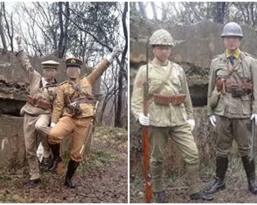 曾有男子穿日軍服在南京紫金拍照亦遭批評。網圖
