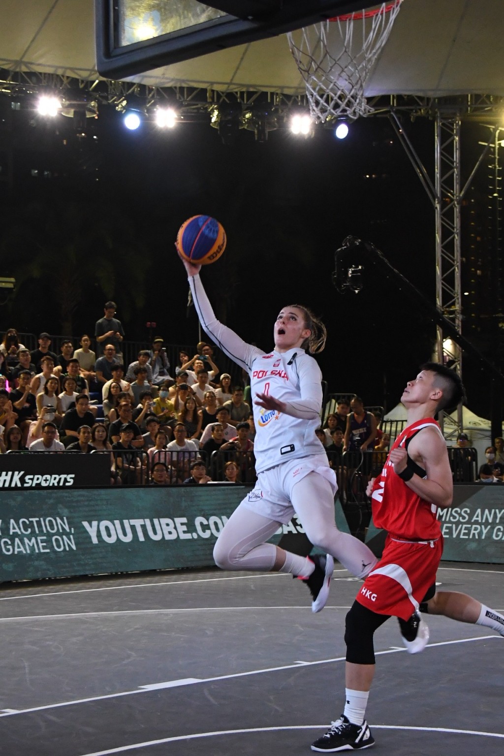 FIBA 3x3 篮球巴黎奥运资格赛，香港女子队恶斗波兰。 吴家祺摄