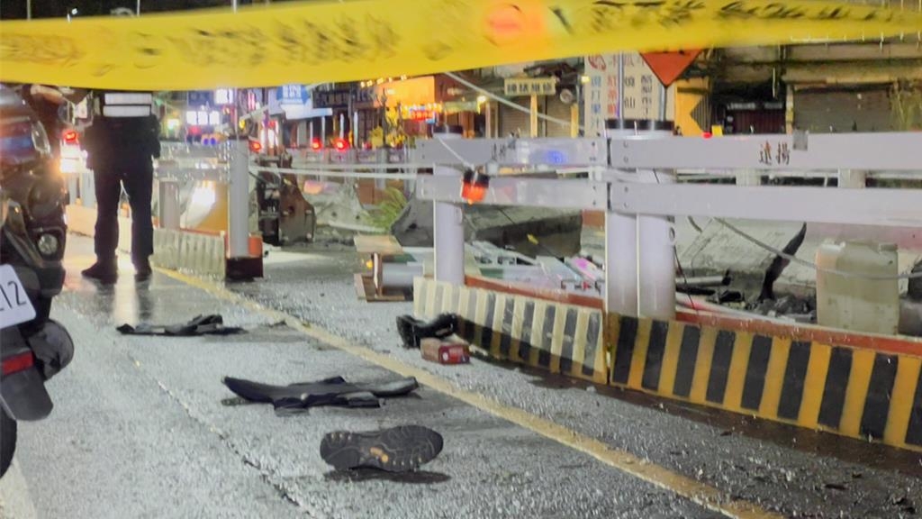 陳嘉瑩毒駕逃逸、拖行新北市土城警分局清水派出所長劉宗鑫撞擊施工護欄，導致傷重殉職。 中時