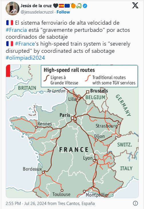 法国高铁传出被人破坏。