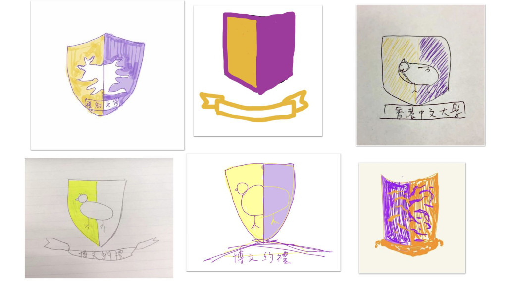 梁啟智要求學生憑記憶在紙上畫出自己印象中的校徽。(Facebook@梁啟智) 梁啟智要求學生憑記憶在紙上畫出自己印象中的校徽。(Facebook@梁啟智)
