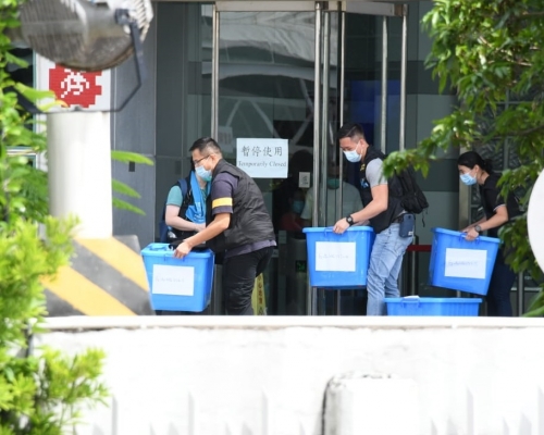 警方昨日搜查壹傳媒總部。資料圖片