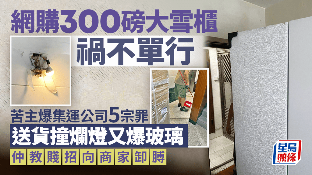 網購300磅大雪櫃禍不單行 苦主爆集運公司5宗罪 送貨撞爛燈又爆玻璃 仲教賤招向商家卸膊