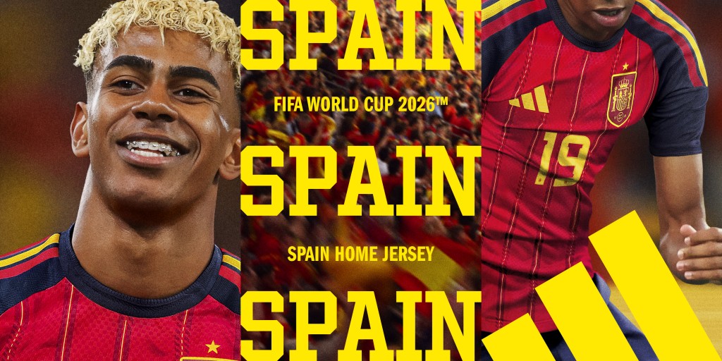 西班牙球衣後領綴有 「España」(西班牙)字樣。公關圖片 西班牙球衣後領綴有 「España」(西班牙)字樣。公關圖片