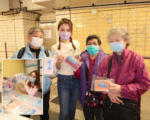 上周六，瑪姬喺馬鞍山派口罩。