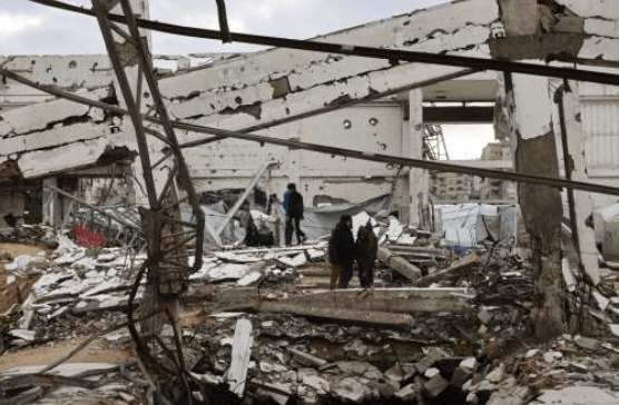在以巴戰火下，加沙地帶到處頽垣敗瓦。法新社