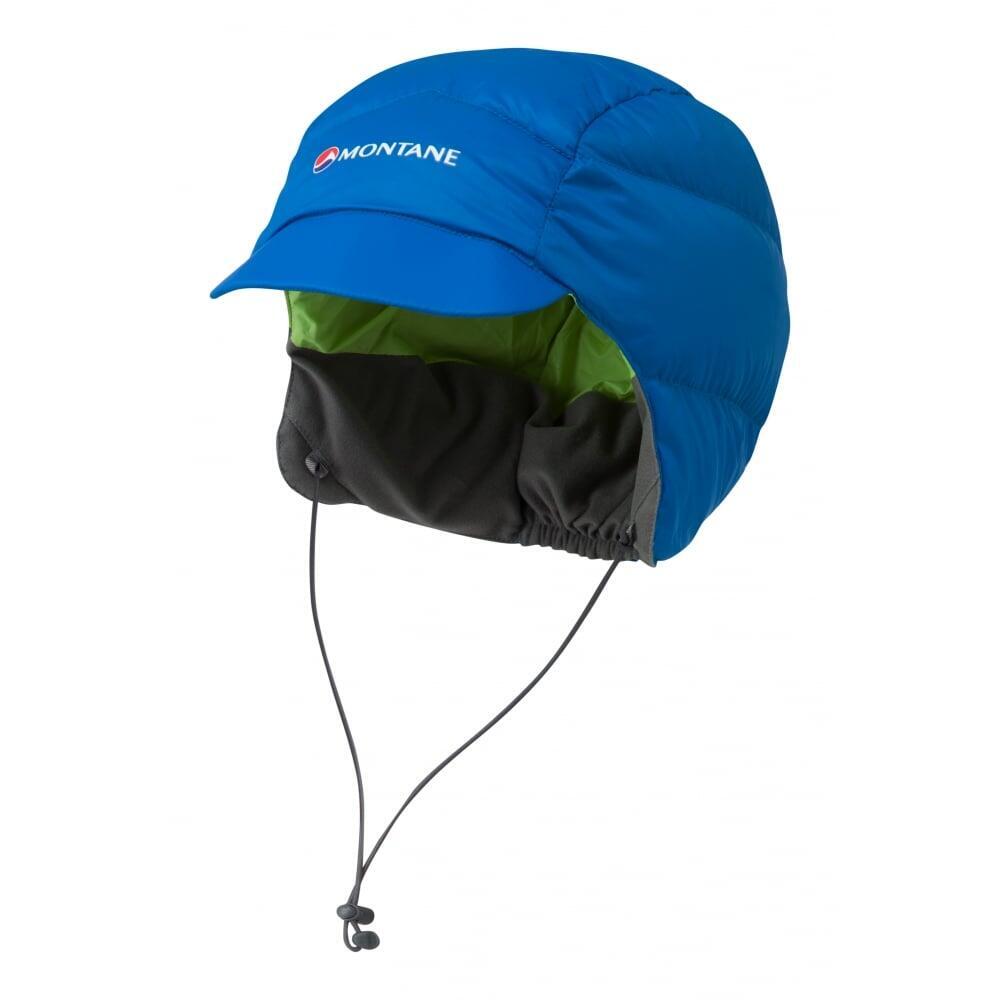 Montane藍色中性羽絨帽/原價$330、現售$199/D。