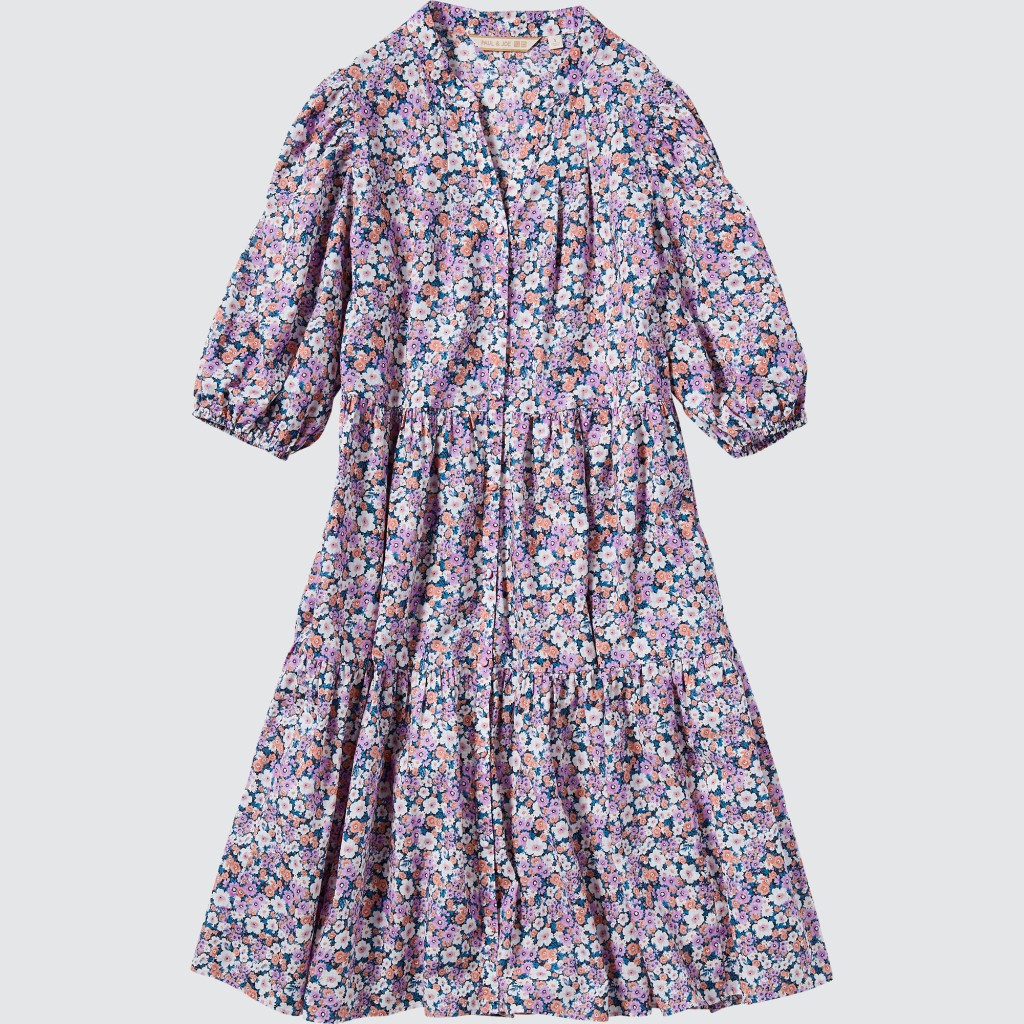 女裝棉質燈籠袖層疊連身裙/$399。