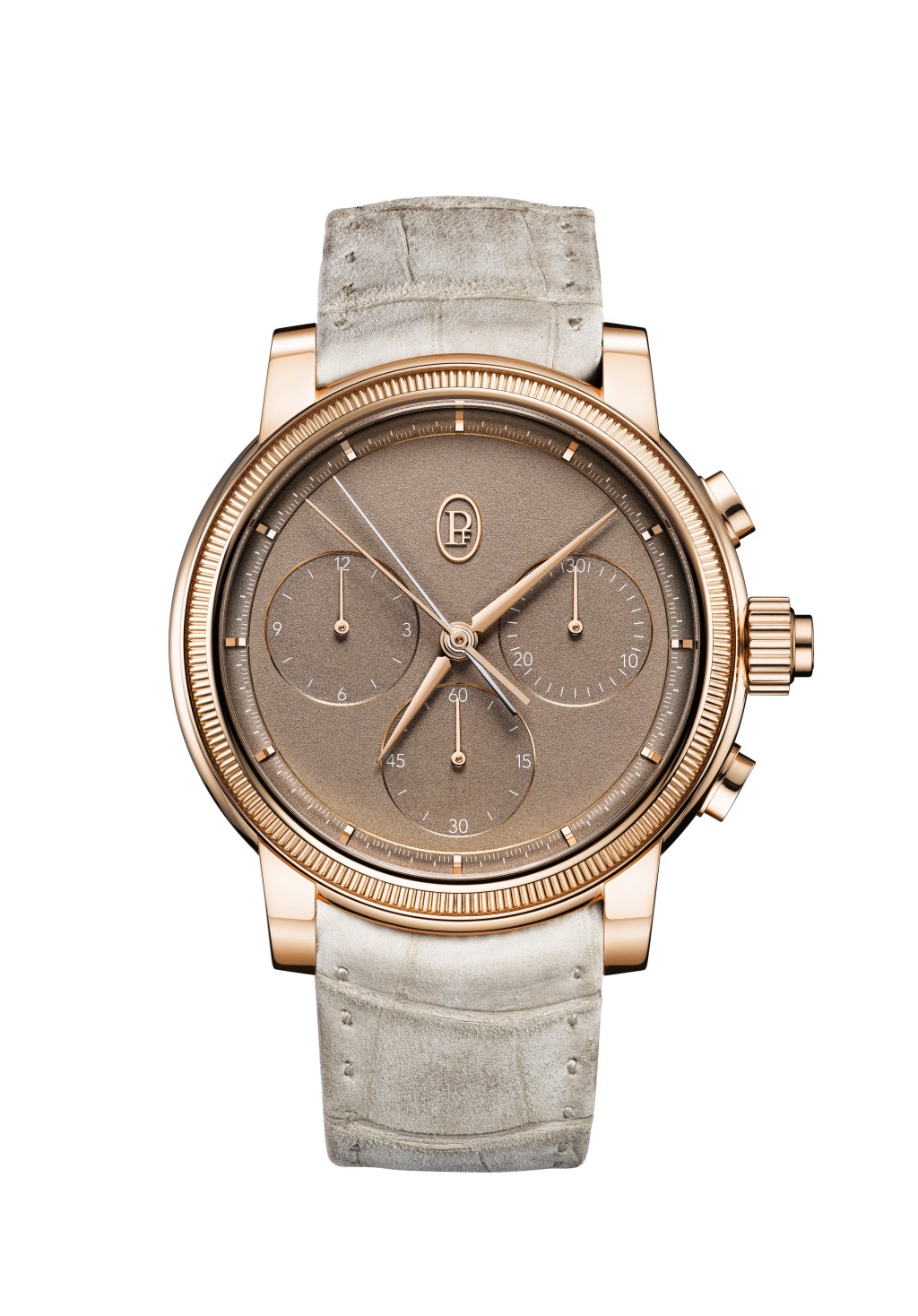 Parmgiaini | Toric Chronograph Rattrapante腕錶，錶殼：42.5mm玫瑰金／機芯：PF361手上鏈／限量：30枚／售價：$1,182,000。
