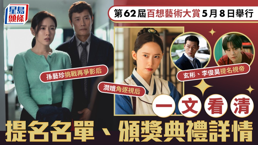 2026韩国百想大赏完整入围名单懒人包  玄彬李俊昊提名视帝  润娥角逐视后  孙艺珍挑战再争影后