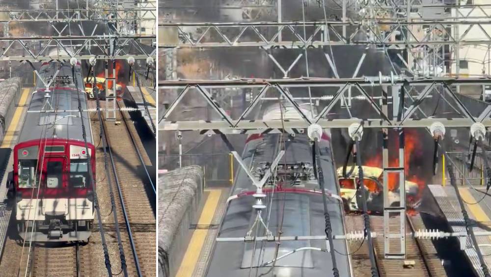 日本京都府列車與汽車發生碰撞起火。  kenshin0830@X