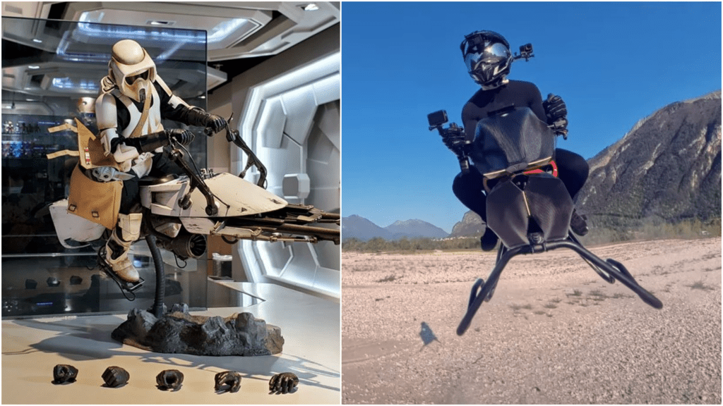 Volonaut研發的「飛行電單車」Airbike被指似《星球大戰》中的「反重力電單車」。 FB / Hot Toys Collectors 、Volonaut