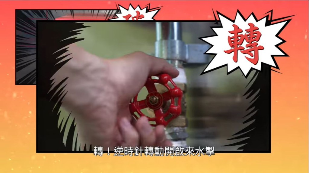 轉：逆時針轉動來水掣。