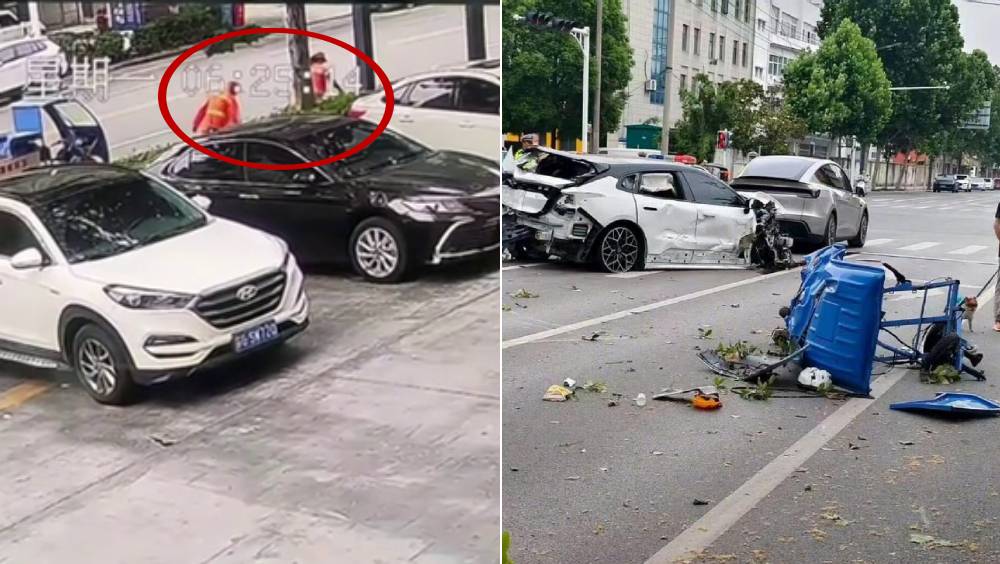 江蘇狂飆車撞死六旬清潔工夫婦。