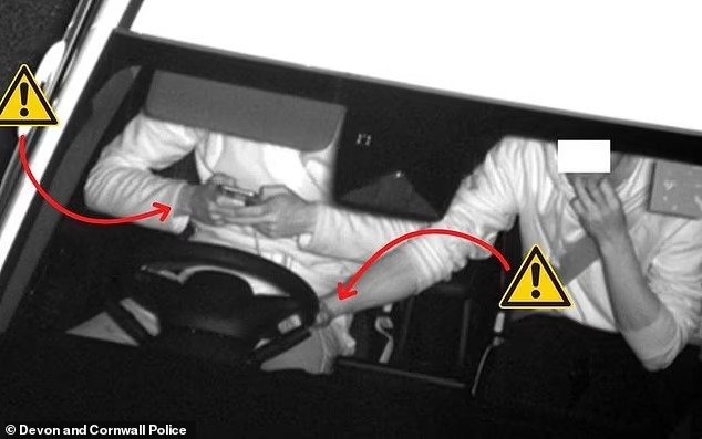 先前在德文郡和康沃爾郡部署的AI攝影機，也多次偵測到開車時使用手機的司機。網圖