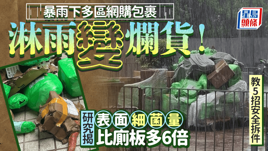 暴雨下多區網購包裹淋雨變爛貨！研究揭表面細菌量比廁板多6倍 教5招安全拆件