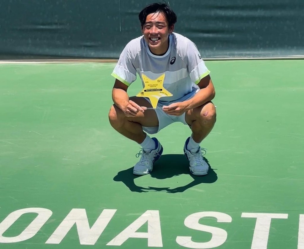 黄泽林成为首位港将在职业网球赛事封王。 黄泽林IG图片