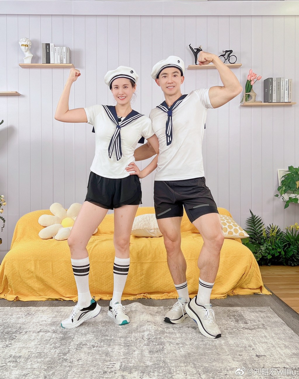 劉畊宏與太太一同直播跳健康操，好受內地網民歡迎。