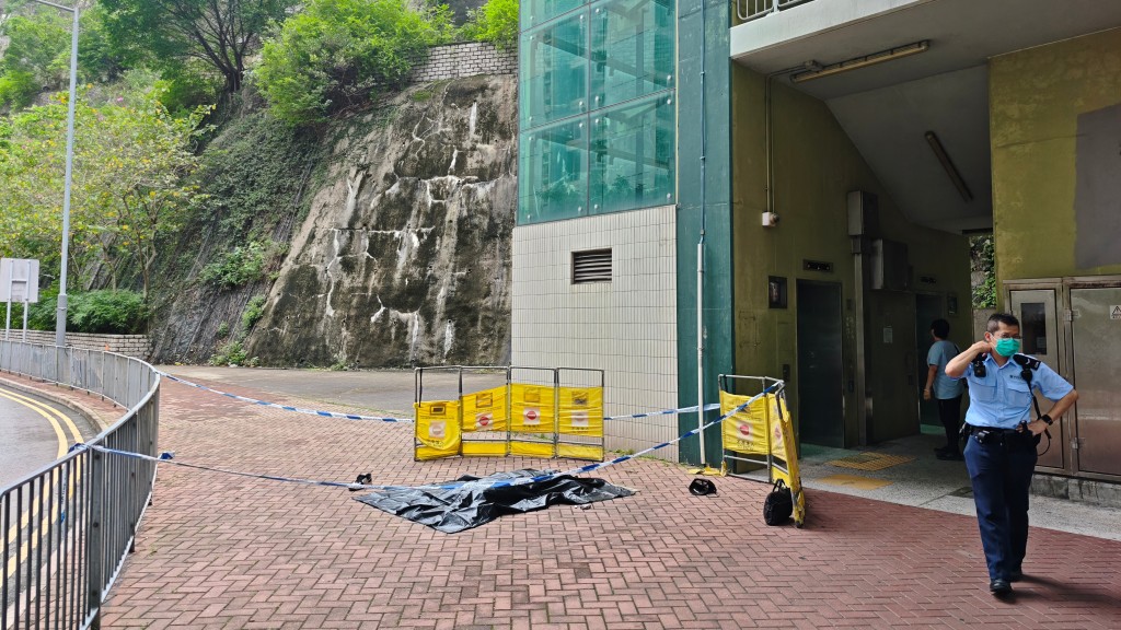 一名男子在彩霞道73號一行人天橋高墮樓下。