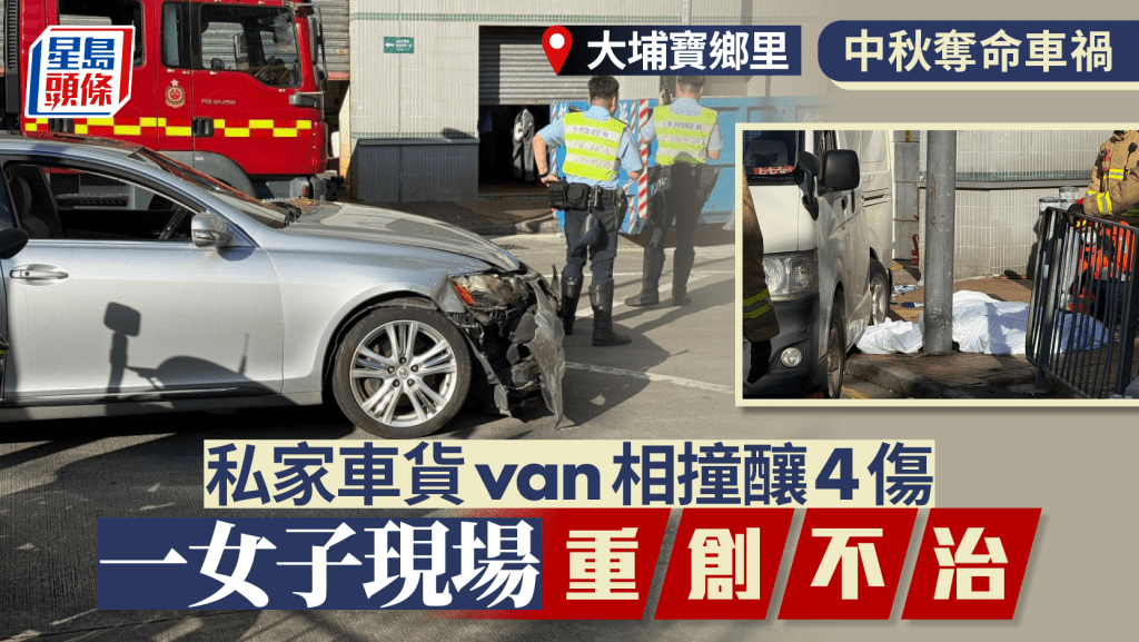 大埔寶鄉里私家車輕貨相撞釀4傷 一女子現場重創不治