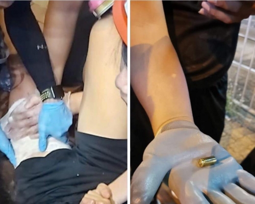 當日有學生大腿中槍。