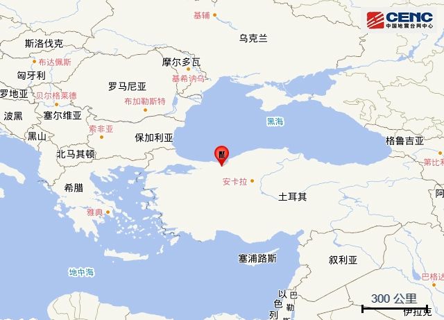中国地震台测定，土耳其发生6.1级地震。