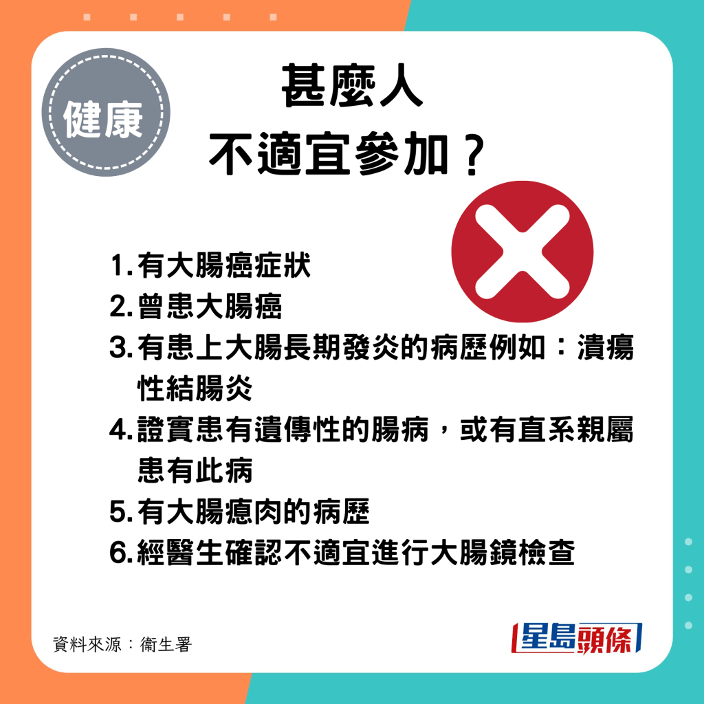 甚麼人不適宜參加大腸癌篩查計劃？