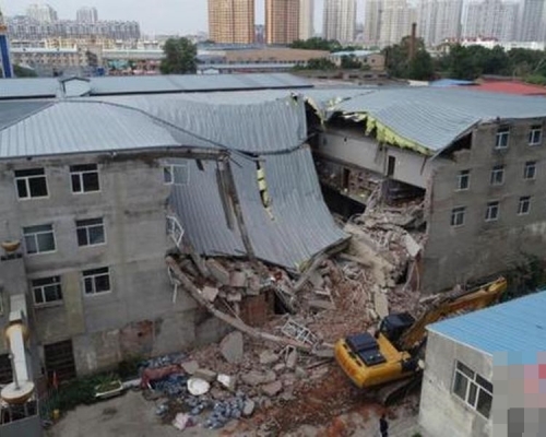 哈爾濱市一間食品公司倉庫倒塌。 網圖
