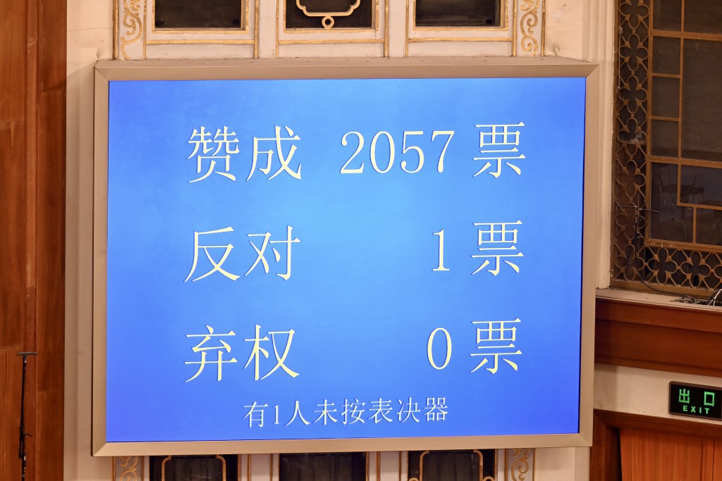 會議通過全國政協常委會工作報告、提案工作情況等報告，並在2057票贊成、1票反對下，表決通過政治決議。