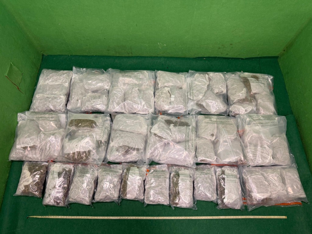 檢獲的懷疑大麻花。政府新聞處圖片 檢獲的懷疑大麻花。政府新聞處圖片