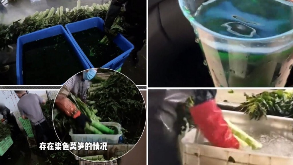 甘肅6企浸色素扮新鮮欲抬價，遭官方立案查處。微博@小張同學