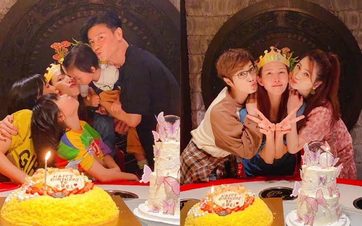 蔡少芬有家人和朋友一起過生日，太幸福了。