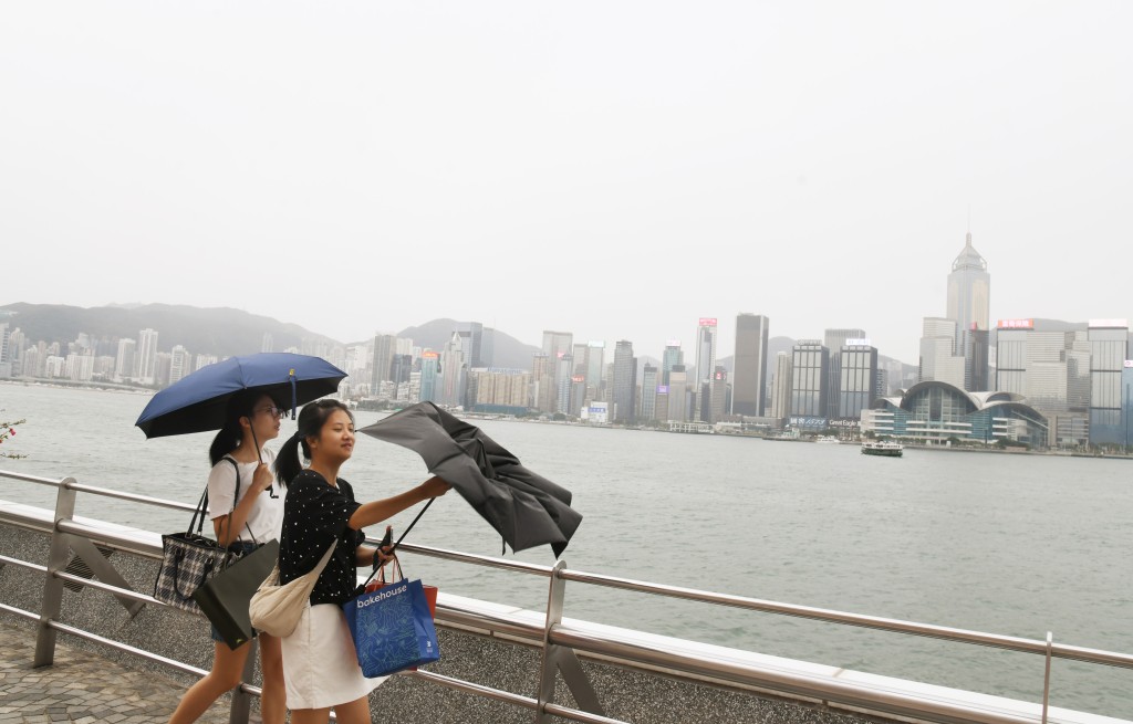 本港天气受「小犬」影响转差，风势增强并有骤雨。何健勇摄