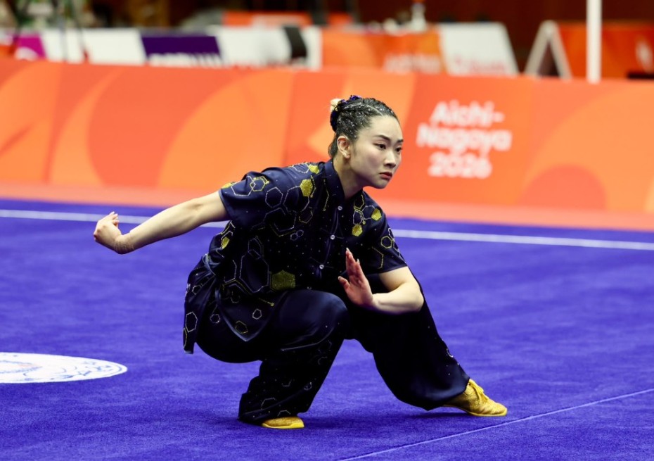 沈曉榆武術女子長拳奪金,奪港隊今屆亞運第一金。徐嘉華攝 沈曉榆武術女子長拳奪金,奪港隊今屆亞運第一金。徐嘉華攝