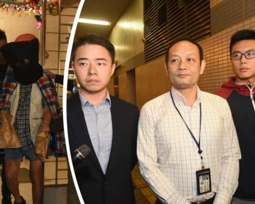 疑犯(左圖)被帶返旺角警署通宵扣查