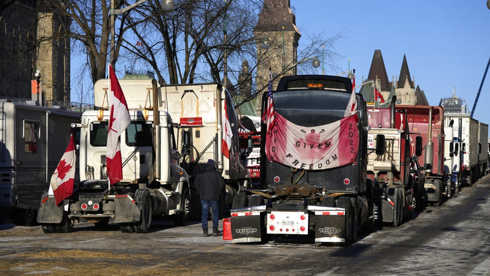 加拿大貨車司機和其他示威者的抗爭及堵路行動持續。AP