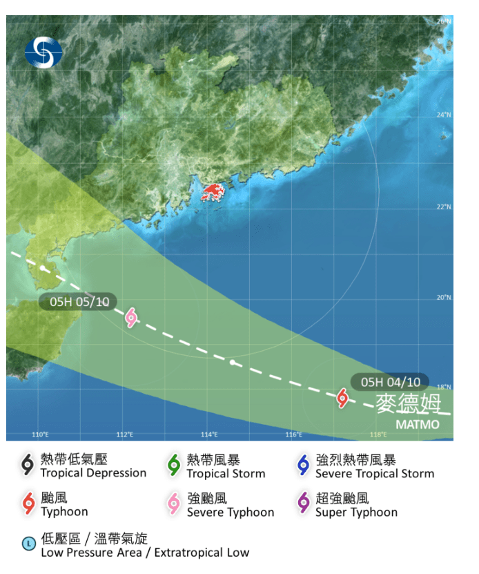 麥德姆會在周日最接近本港。天文台網頁截圖