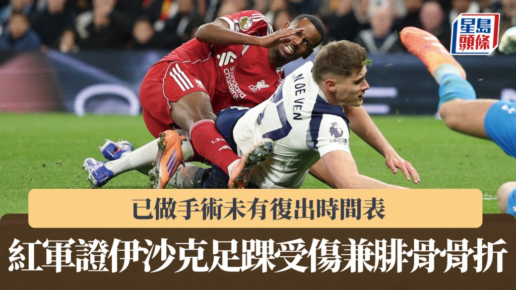 英超｜利物浦證伊沙克足踝受傷兼腓骨骨折 已做手術未有復出時間表。路透社